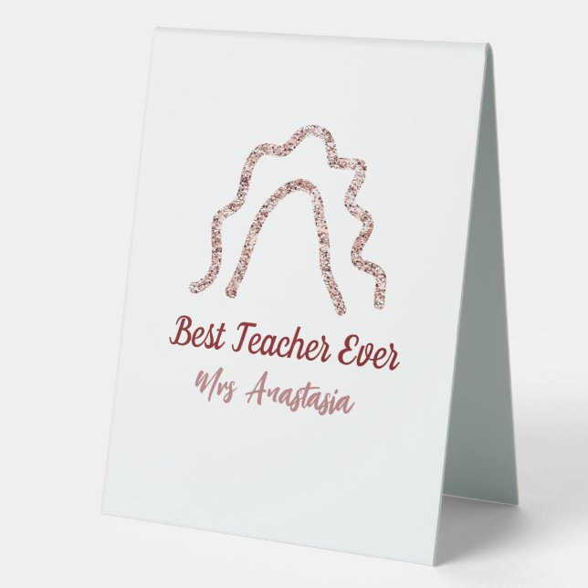 Plaque De Table Peach marron glitter rainbow teacher appreciation  (Recto)