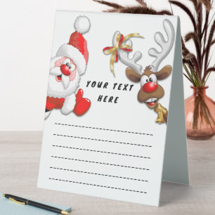 Plaque De Table Père Noël et Reindeer Joyeux Noël Joyeux dessin an