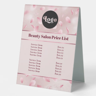 Plaque De Table Pétales de fleurs Faux Liste des prix