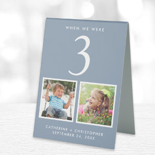 Plaque De Table Photos amusantes Dusty Blue Mariage Numéro de tabl