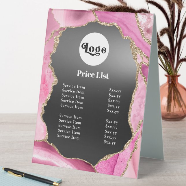 Plaque De Table Pink Agate Black Foil Tarifs (En SItu (Tableau))