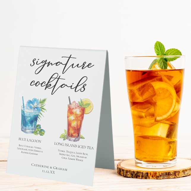 Plaque De Table Plage Mariage Signature Cocktails Menu (Créateur téléchargé)