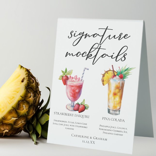 Plaque De Table Plage Mocktails fraise Daiquiri Piña Colada (Créateur téléchargé)