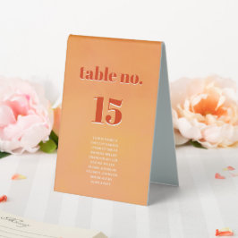 Plaque De Table Plan de table de mariage Bold Modern Orange Sunset