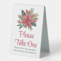 Poinsettia Noël Rouge Floral Mariage Faveurs