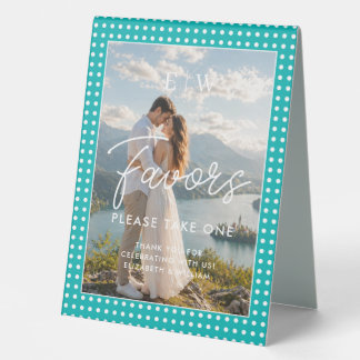 Plaque De Table Points blancs sur sarcelle – Mariage personnalisé