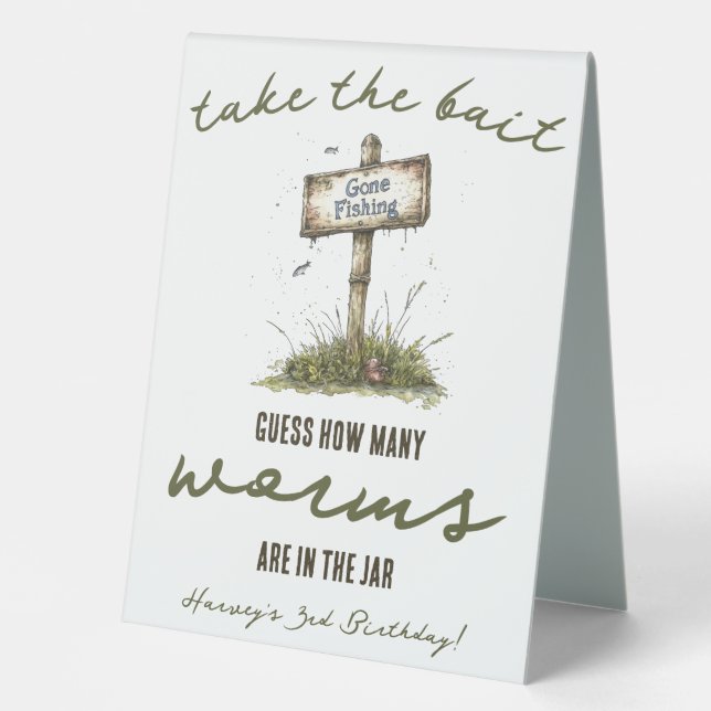 Plaque De Table Prends l'appât ! Devinez combien de vers sont dans (Recto)