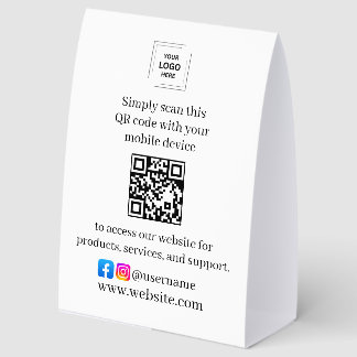 Plaque De Table Présentoir de table d'affaires à code QR