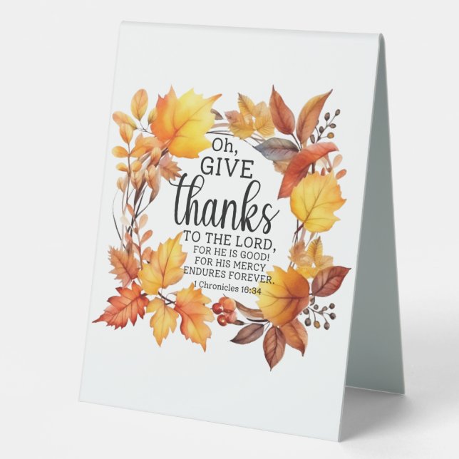 Plaque De Table Prière d'action de grâce (Recto)