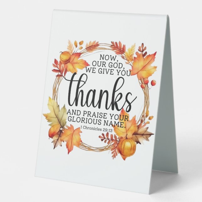 Plaque De Table Prière d'action de grâce tente de table de gratitu (Recto)