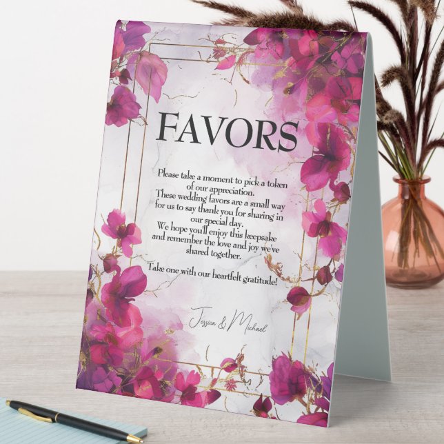 Plaque De Table 💍 Privilégie Fuchsia Enchantment Aquarelle (En SItu (Tableau))