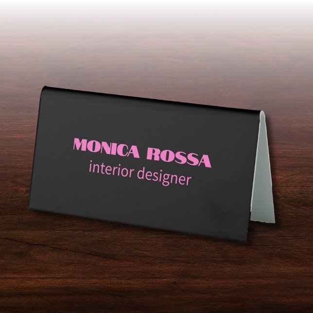 Plaque De Table Professionnel Simple Moderne Neon Rose Noir (Créateur téléchargé)