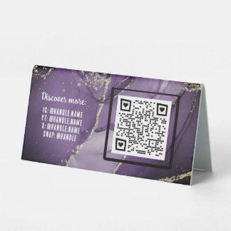 Plaque De Table Purple Alcohol Enk Business Code QR Handles sociau