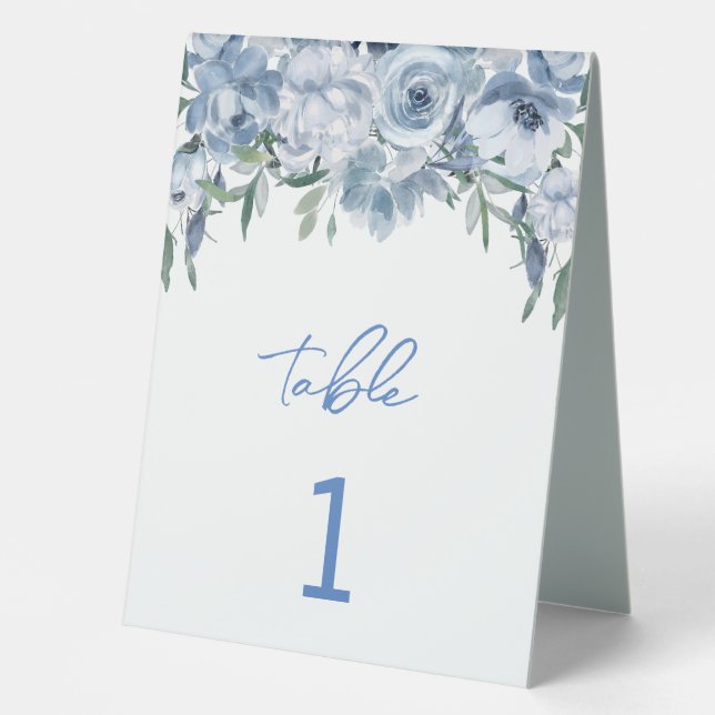 Plaque De Table Quelque chose d'élégant Floral Bleu (Recto)