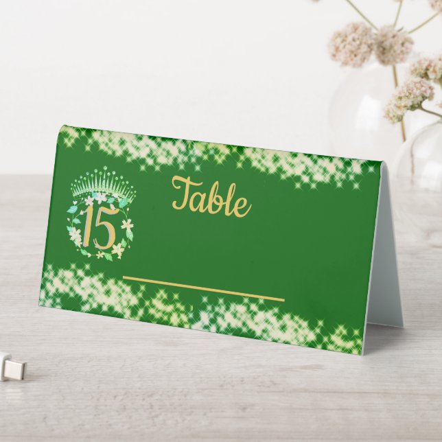 Plaque De Table Quinceanera Sage Green Élégante princesse (En SItu (Tableau))