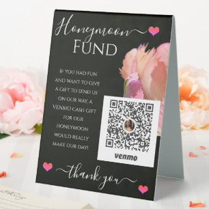 Plaque De Table Réception de mariage élégant Venmo Honeymoon Fund