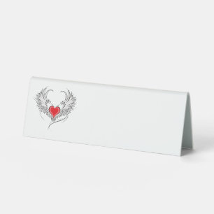 Plaque De Table Red Angel Coeur avec ailes