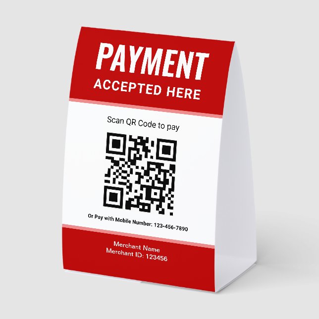 Plaque De Table Red e-Wallet Scan to Pay QR Code Payment (Recto)