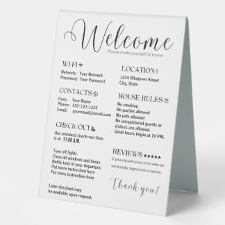 Plaque De Table Règles d'accueil Airbnb personnalisées