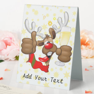 Plaque De Table Reindeer Drunk Funny Caractère de Noël