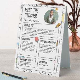 Plaque De Table Rencontrez l'enseignant Moderne Retour à l'école F