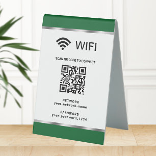 Plaque De Table Réseau Wifi et mot de passe QR Code personnalisé