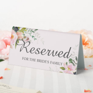 Plaque De Table Réservé à la famille de la mariée Floral Pink