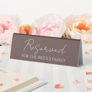 Plaque De Table Réservé au Mariage de la famille de la mariée