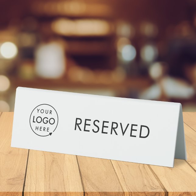 Plaque De Table Réservé | Business Logo Restaurant Réservation (Branded reserved table tent signs for restaurants, bars, cafes & hospitality events.)