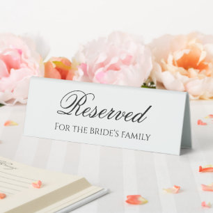 Plaque De Table Réserve minimaliste pour la famille de la mariée