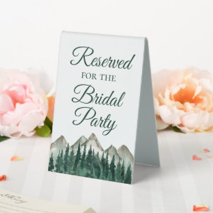 Plaque De Table Réservé pour la Bridal Party Mountains & Pine