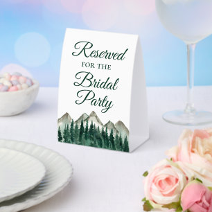 Plaque De Table Réservé pour la Bridal Party Mountains & Pine