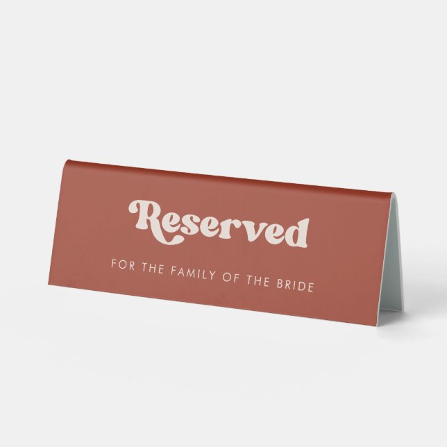 Plaque De Table Réservé pour la famille Stylish retro Terracotta (Recto)