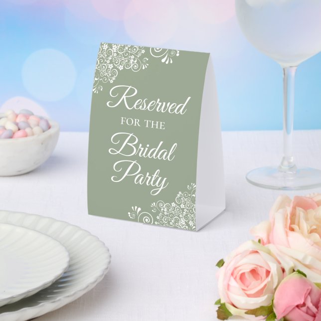 Plaque De Table Réservé pour la fête nuptiale Elegant Sage Green (Insitu (mariage))