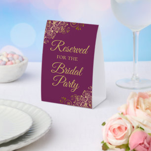 Plaque De Table Réservé pour la fête nuptiale Magenta & Gold