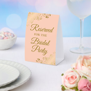 Plaque De Table Réservé pour la mariée Elegant Peach & Gold