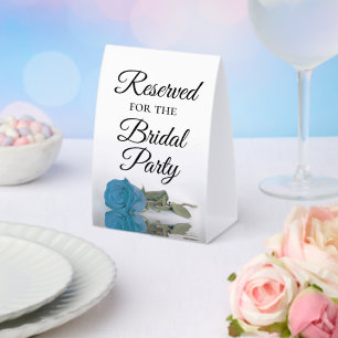 Plaque De Table Réservé pour la Rose de la fête nuptiale bleu turq