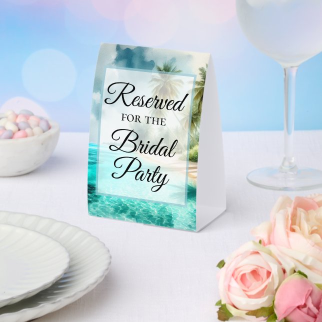 Plaque De Table Reserved for the Bridal Party Tropical Beach (Insitu (mariage))