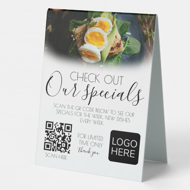 Plaque De Table Restaurant Code QR Menu Table Tente Sign (Verso)