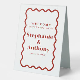 Plaque De Table Retro 1950s Wavy Edge Mariage rouge foncé