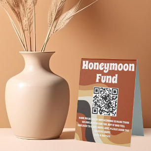 Plaque De Table Retro les années 70 Bohême Mariage QR Code Honeymo