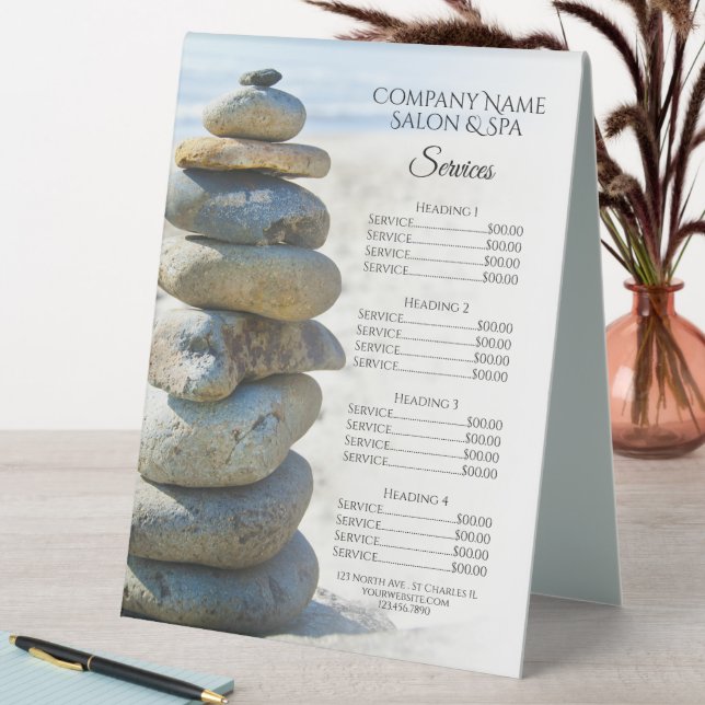 Plaque De Table Rock Stack Cairn Spa Salon Services Menu (En SItu (Tableau))
