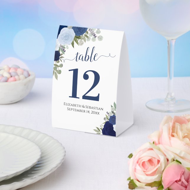 Plaque De Table Rose d'aquarelle bleu Numéro de table du Mariage (Insitu (mariage))