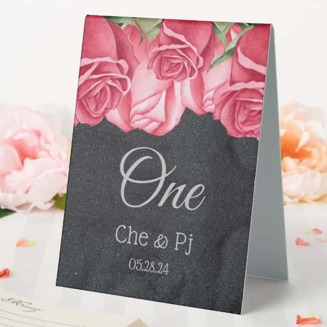 Plaque De Table Roses Personnalisées Mariage Noir (In SItu (Mariage))