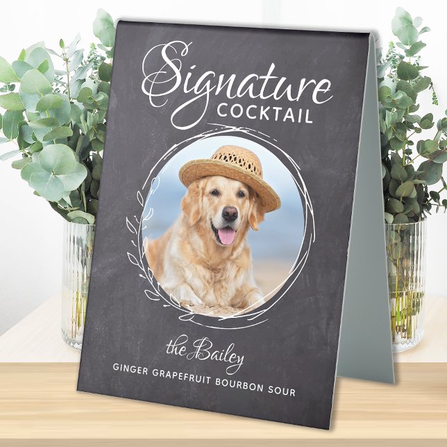 Plaque De Table Rustic Pet Signature Boire Photo Dog Bar Mariage (Créateur téléchargé)