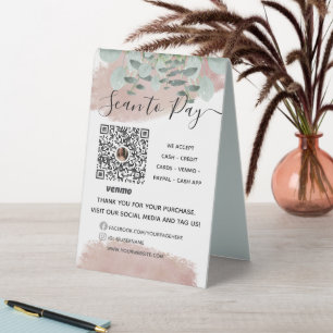 Plaque De Table Sage Green Floral Venmo QR Payez ici