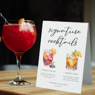 Plaque De Table Sangria Whiskey Sour Signature Cocktails Menu