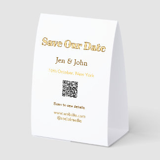 Plaque De Table Sauvegarder notre date Scanner QR pour les détails