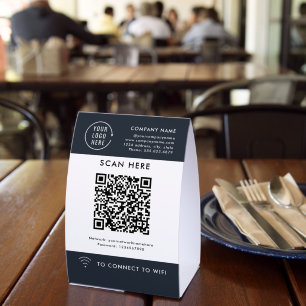 Plaque De Table Scannez le code QR Wifi   Logo d'entreprise
