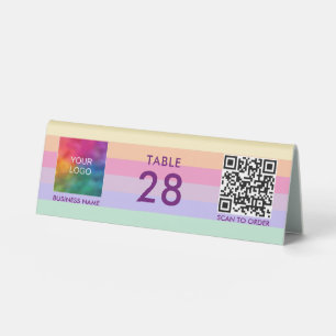 Plaque De Table Scannez-moi Code QR Logo Entreprise Ici Coloré